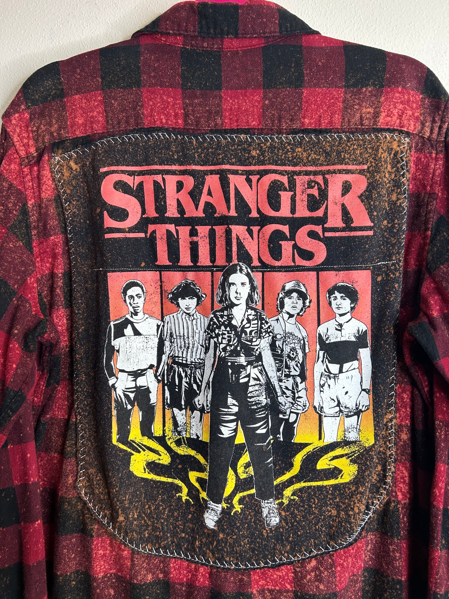 Horror tv series upcycled flannel shirt M