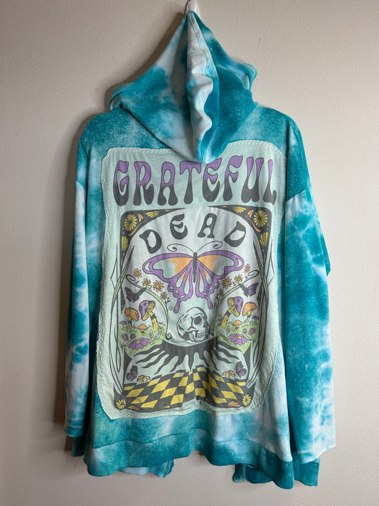 Grateful Dead upcycled blue hoodie womens L