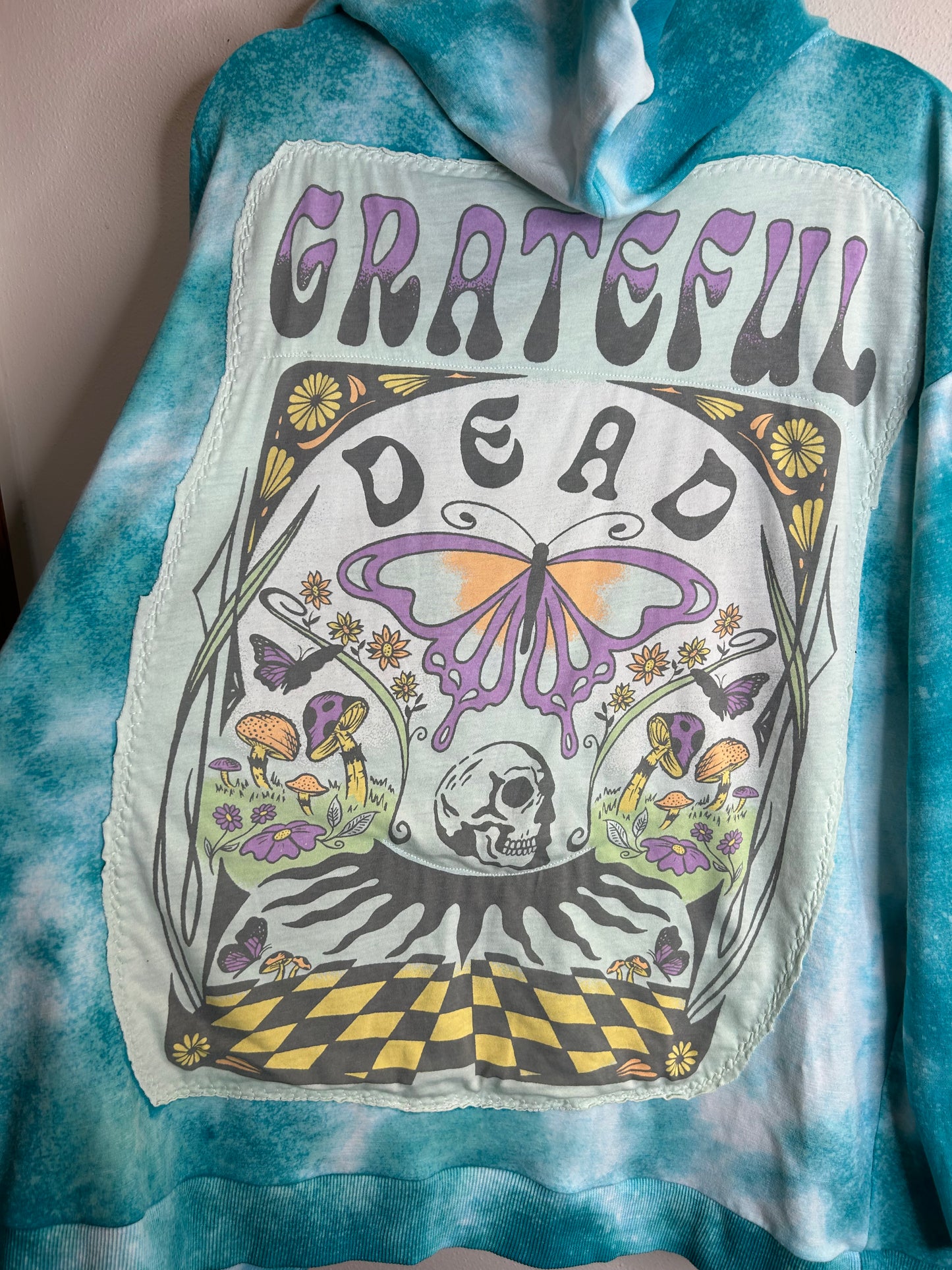 Grateful Dead upcycled blue hoodie womens L