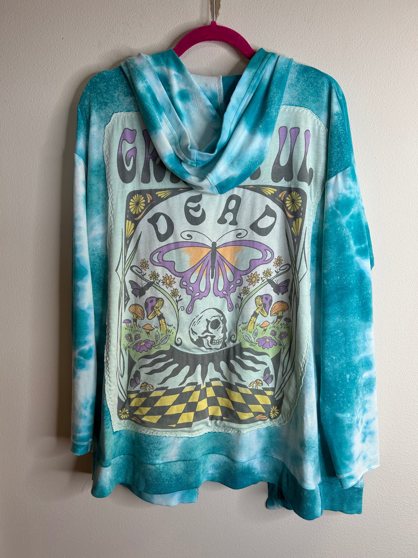 Grateful Dead upcycled blue hoodie womens L