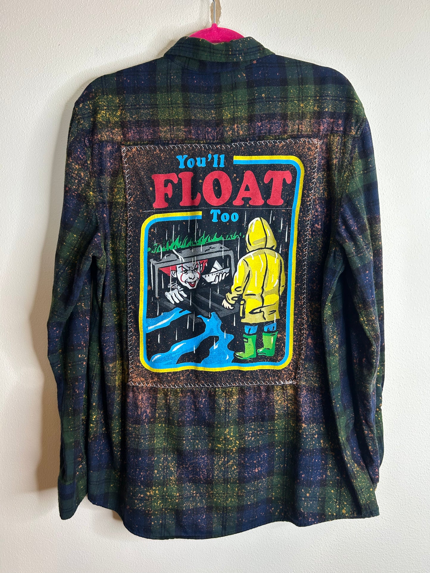 IT horror upcycled flannel shirt M