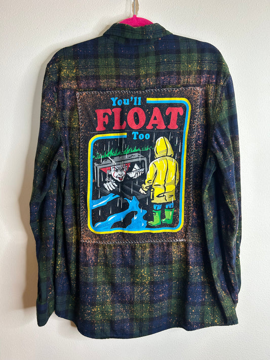 IT horror upcycled flannel shirt M