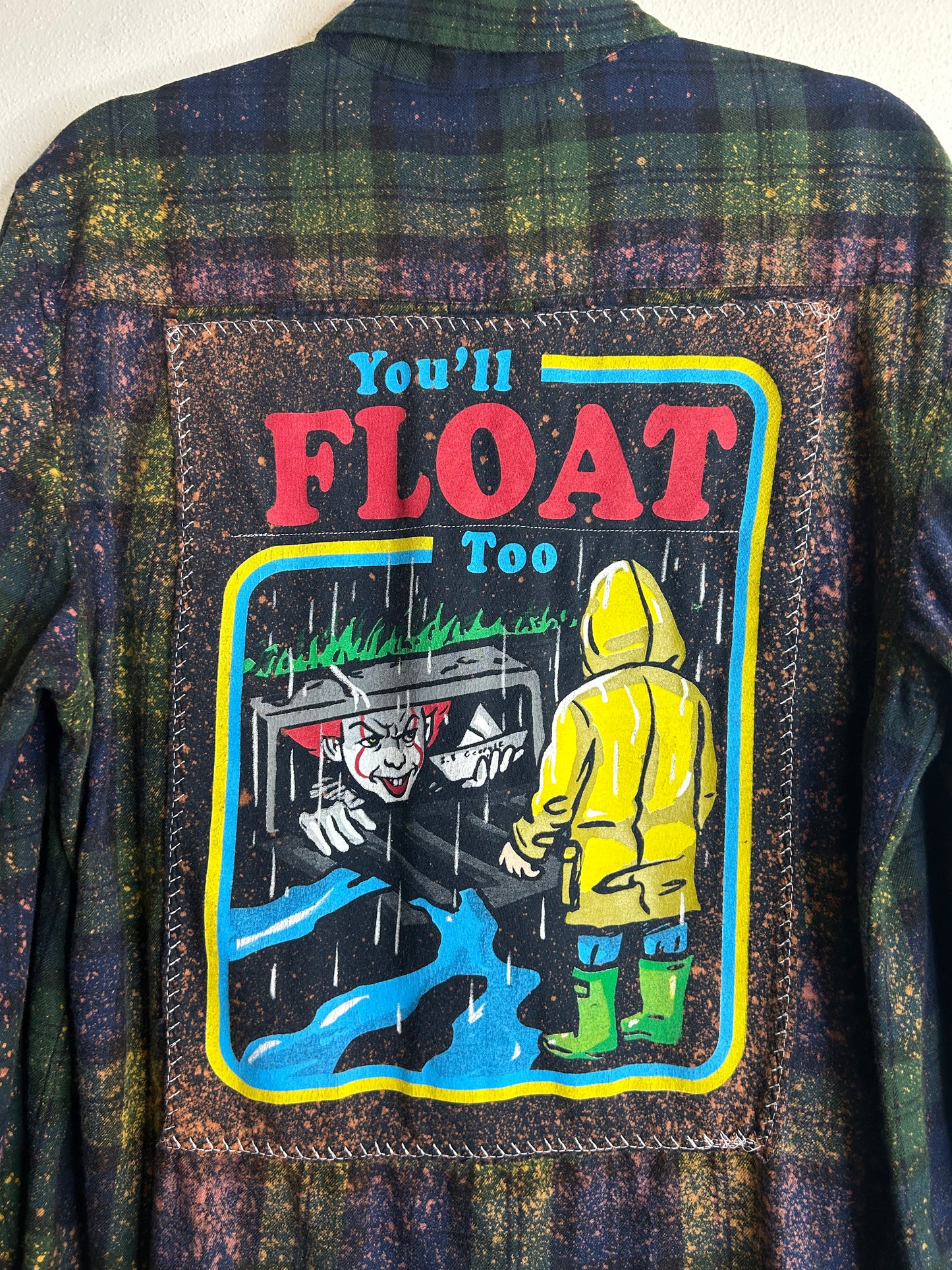 IT horror upcycled flannel shirt M