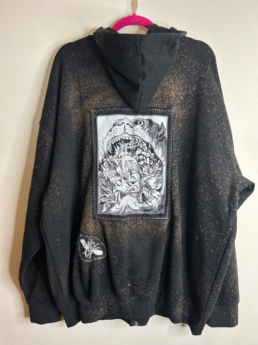 Hell Monster upcycled black hoodie 3X