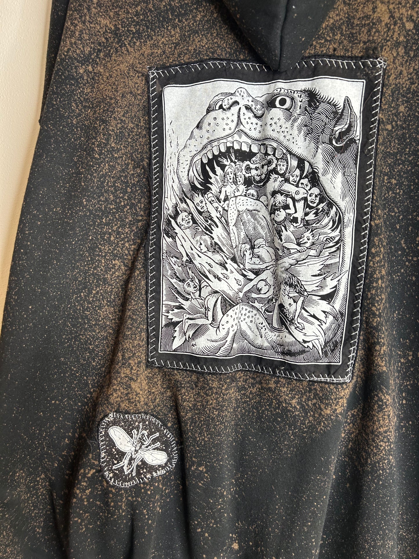 Hell Monster upcycled black hoodie 3X