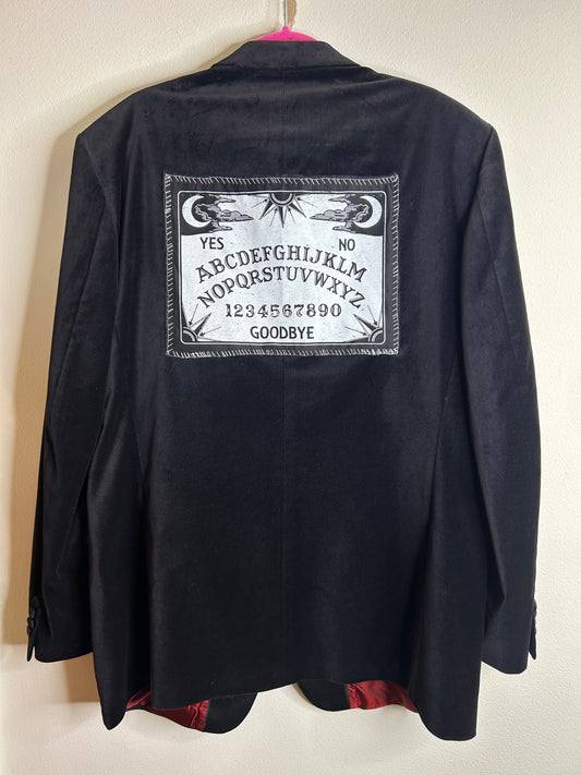 Ouija Board upcycled velvet suit jacket XL
