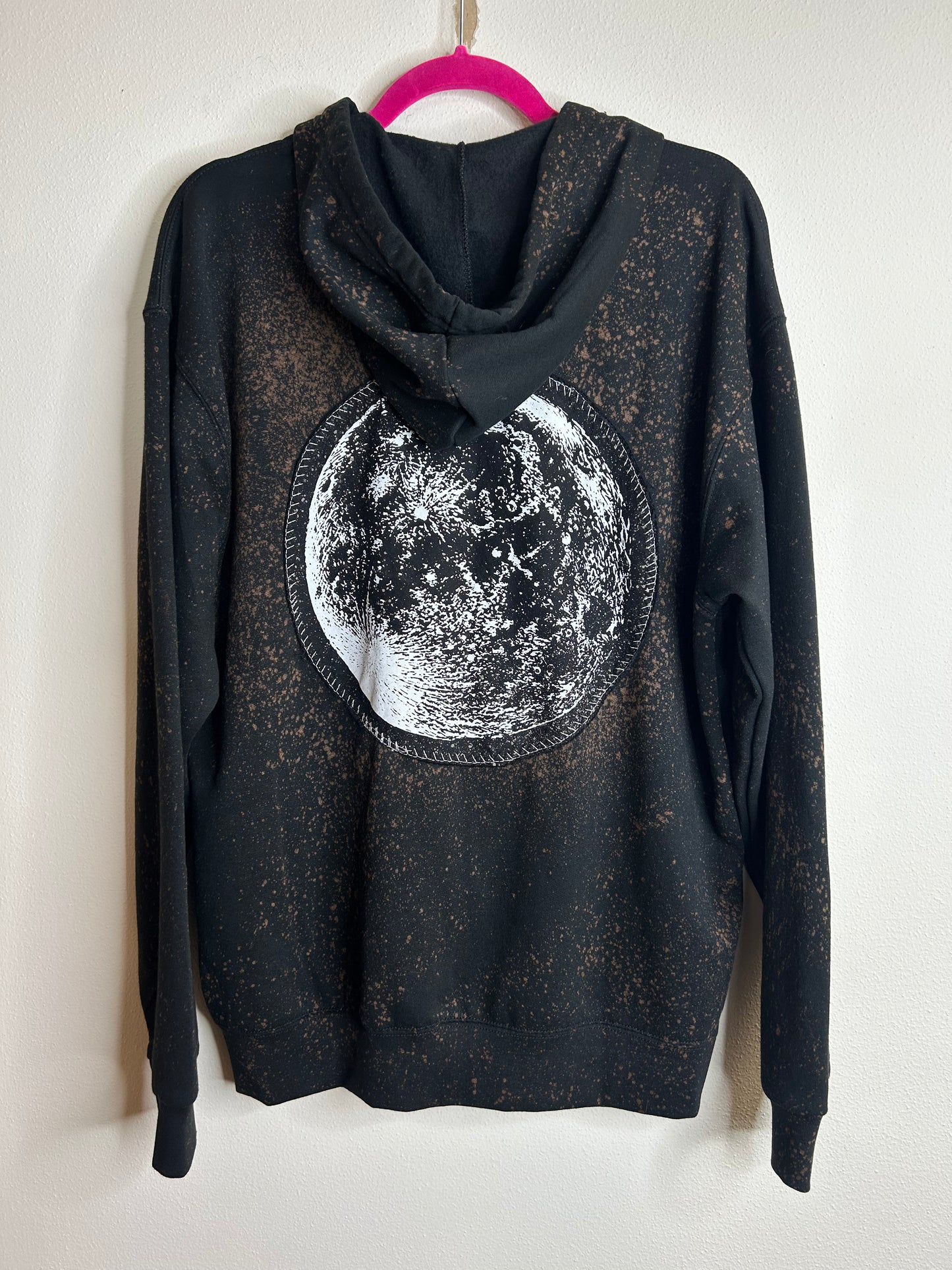 Full Moon upcycled black hoodie L