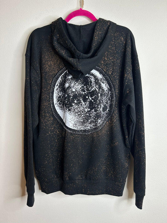 Full Moon upcycled black hoodie L