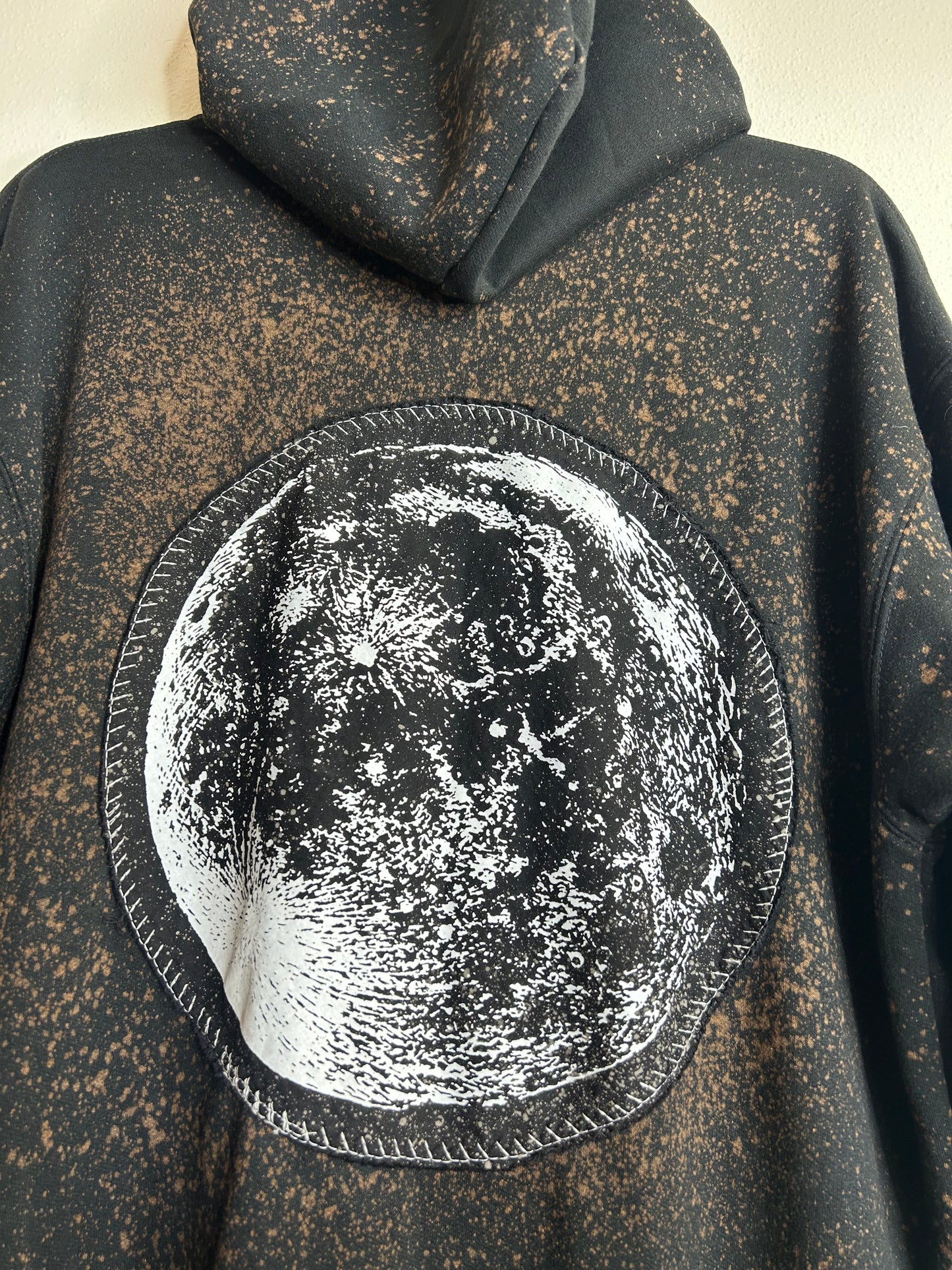 Full Moon upcycled black hoodie L