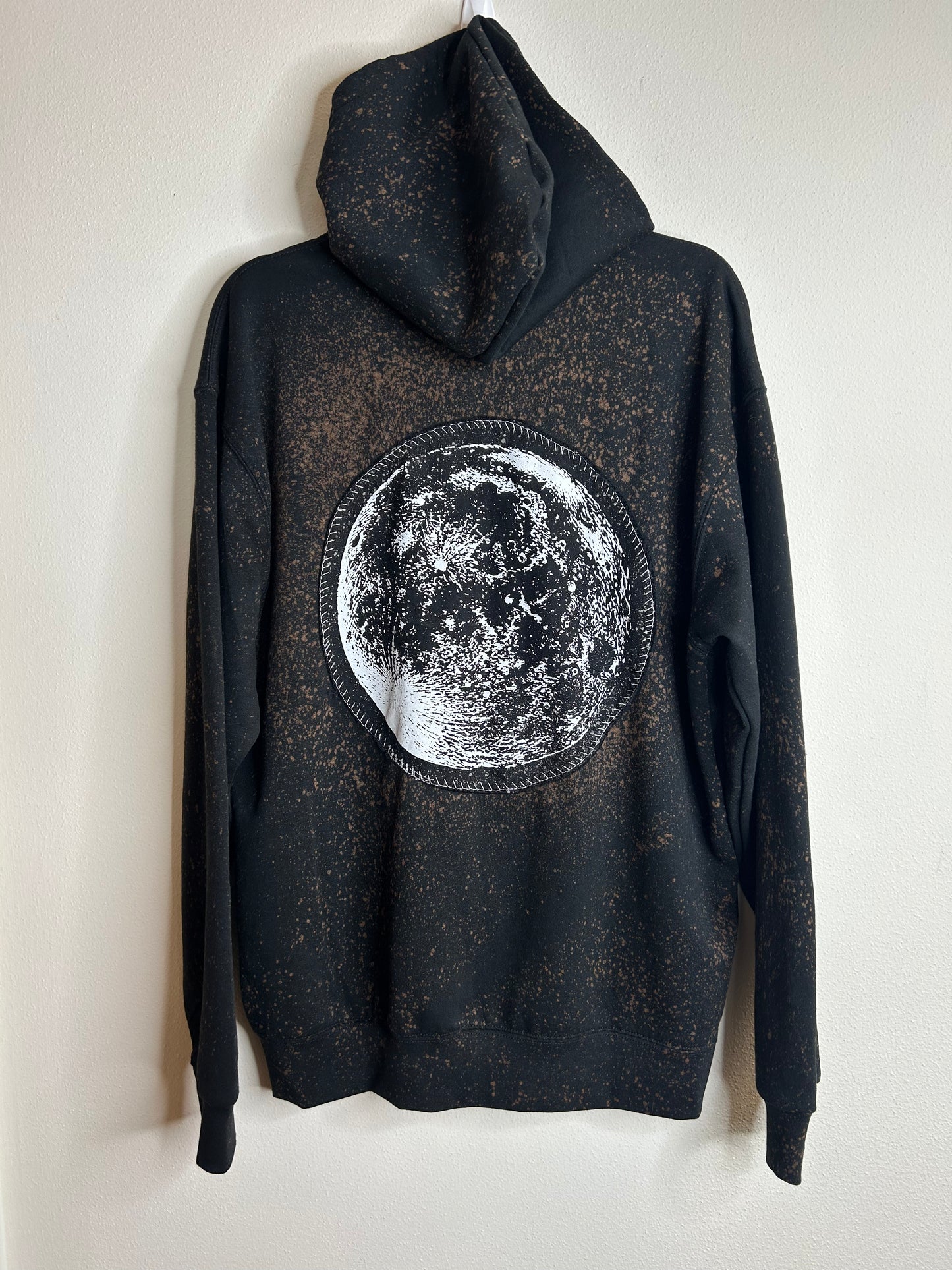 Full Moon upcycled black hoodie L