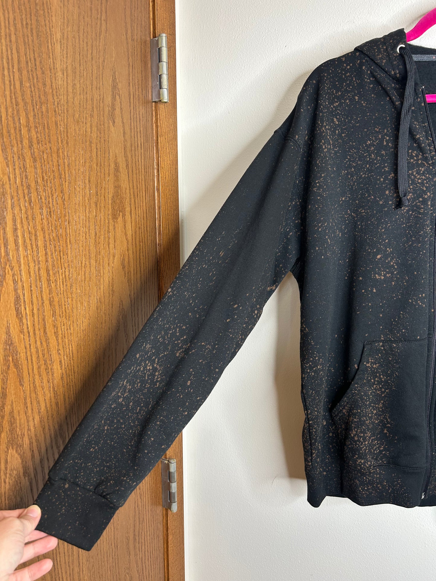 Full Moon upcycled black hoodie L