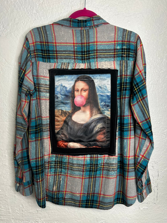 Mona Lisa Bubblegum flannel shirt womens size L