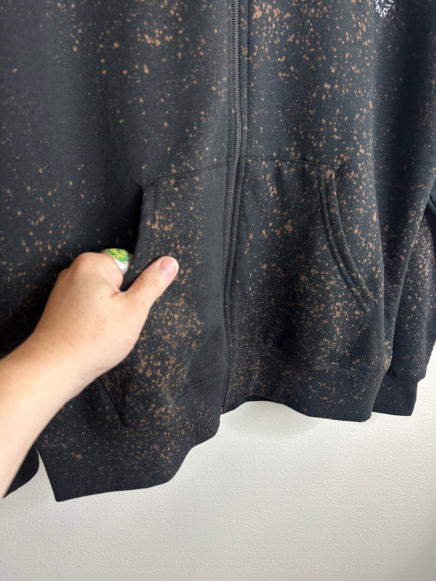Full Moon upcycled black hoodie L
