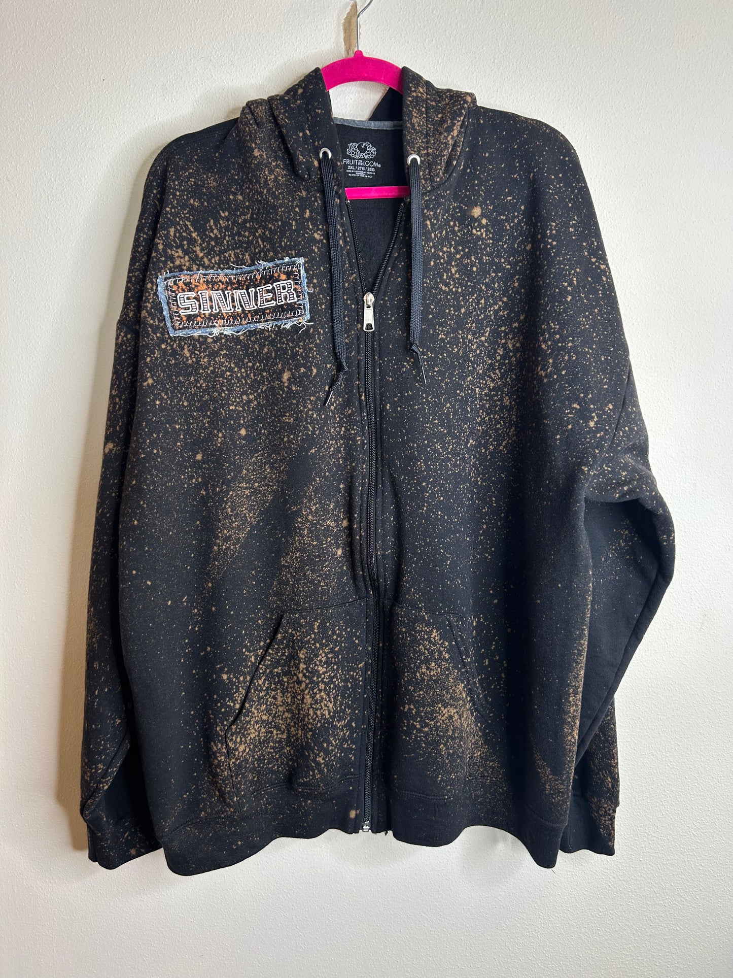 Hell Monster upcycled black hoodie 2X