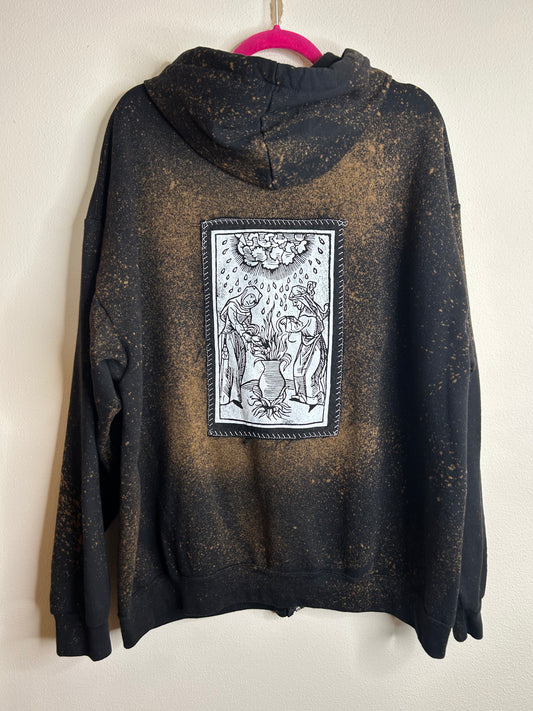 Witches upcycled black hoodie 2X