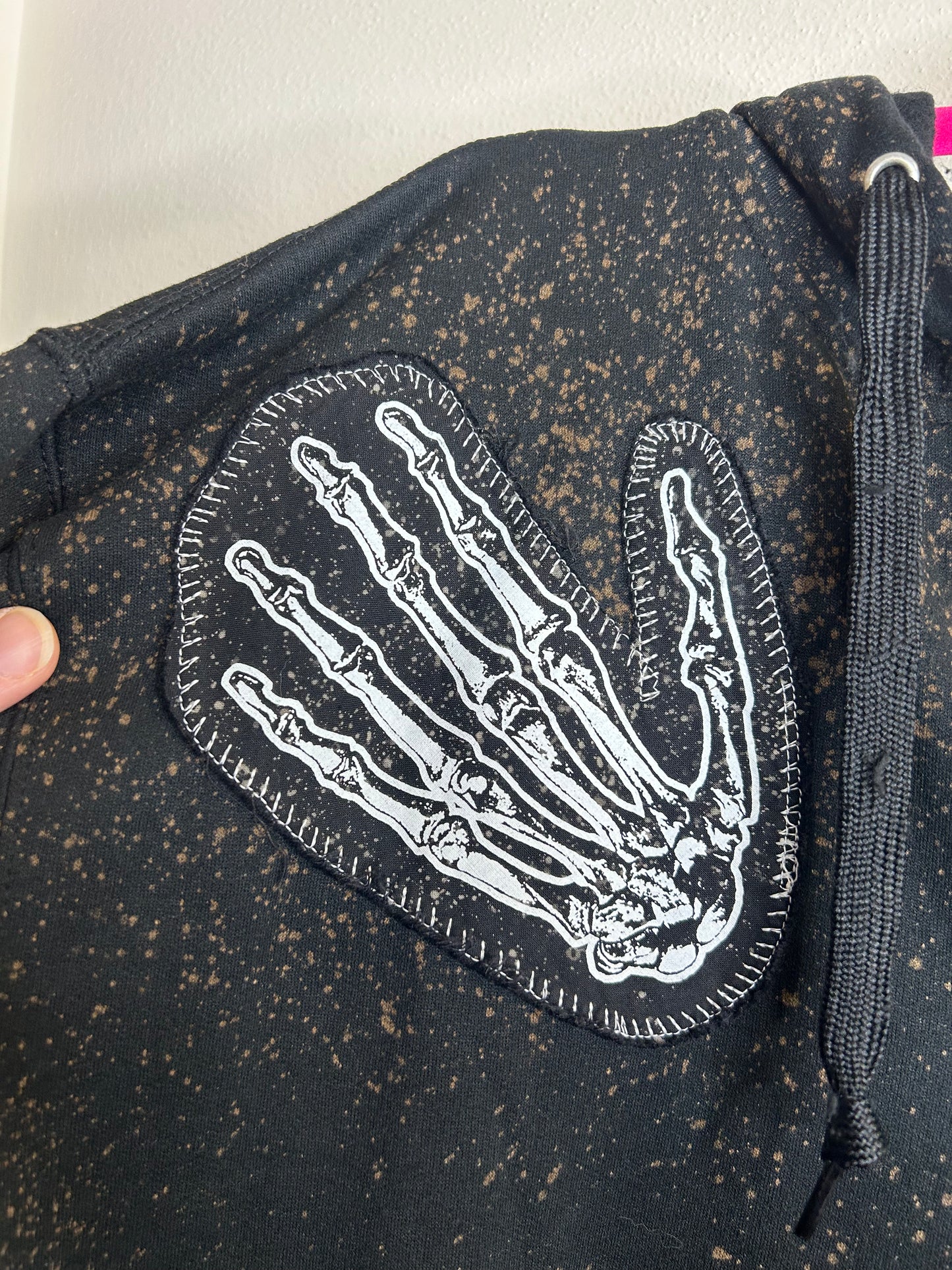 Anatomical Heart upcycled black hoodie L