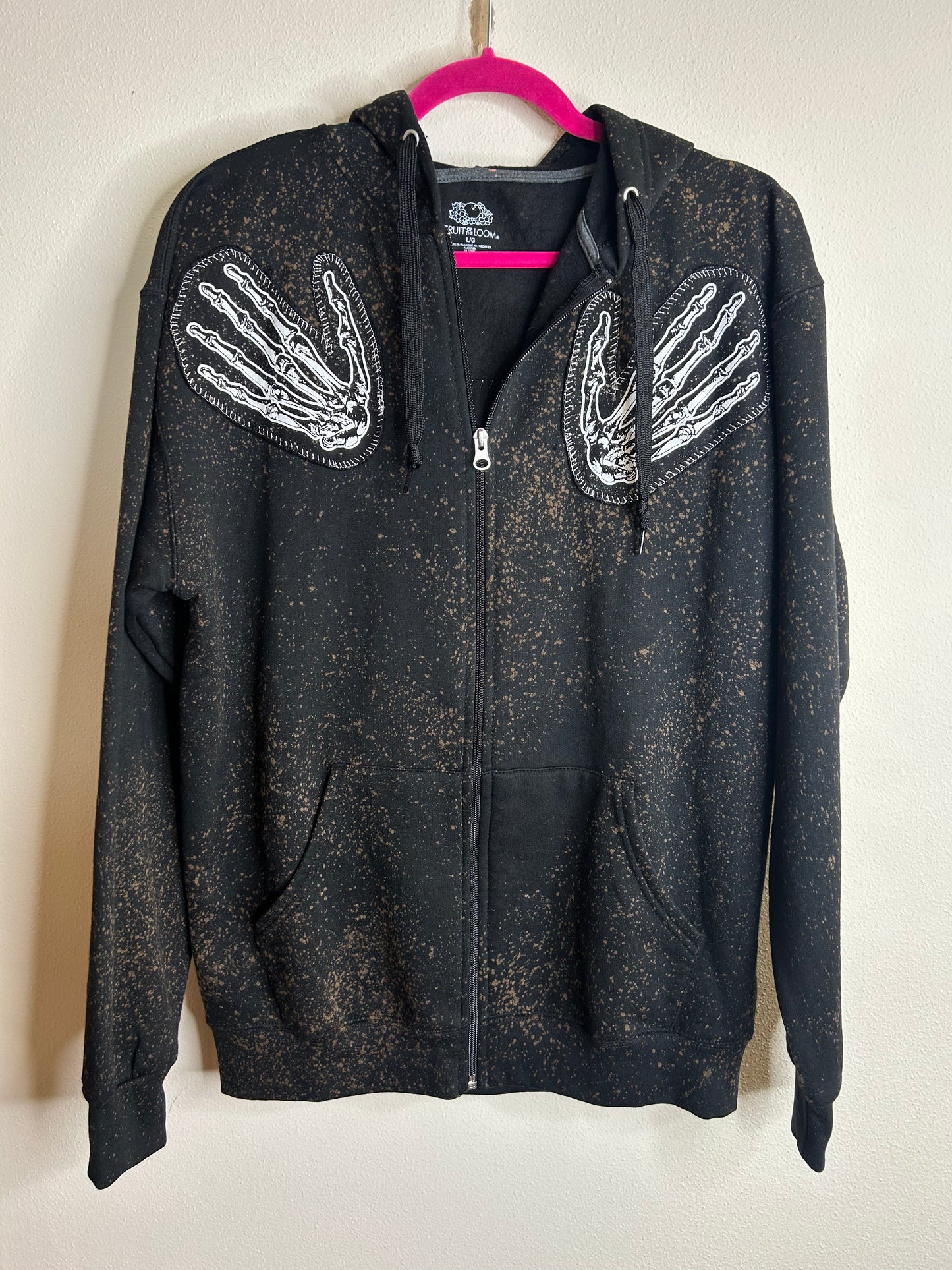 Anatomical Heart upcycled black hoodie L