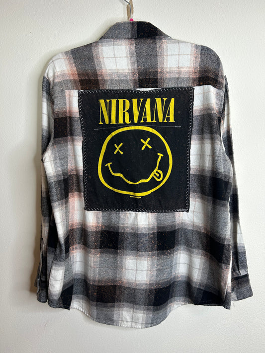 Nirvana upcycled flannel shirt womens M