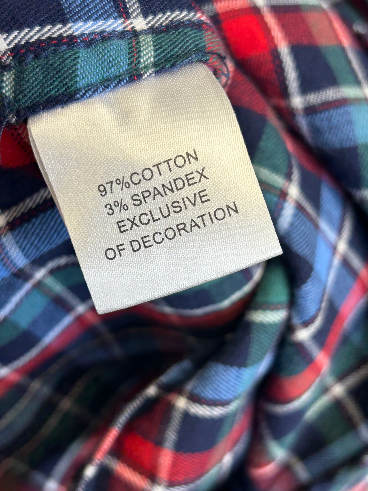 Santa upcycled flannel shirt unisex size L blue red