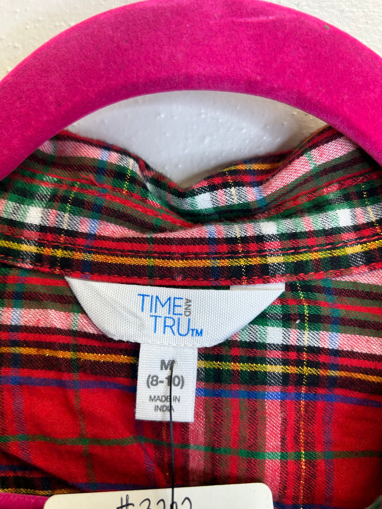 Merry Christmas upcycled flannel shirt womens size M red green