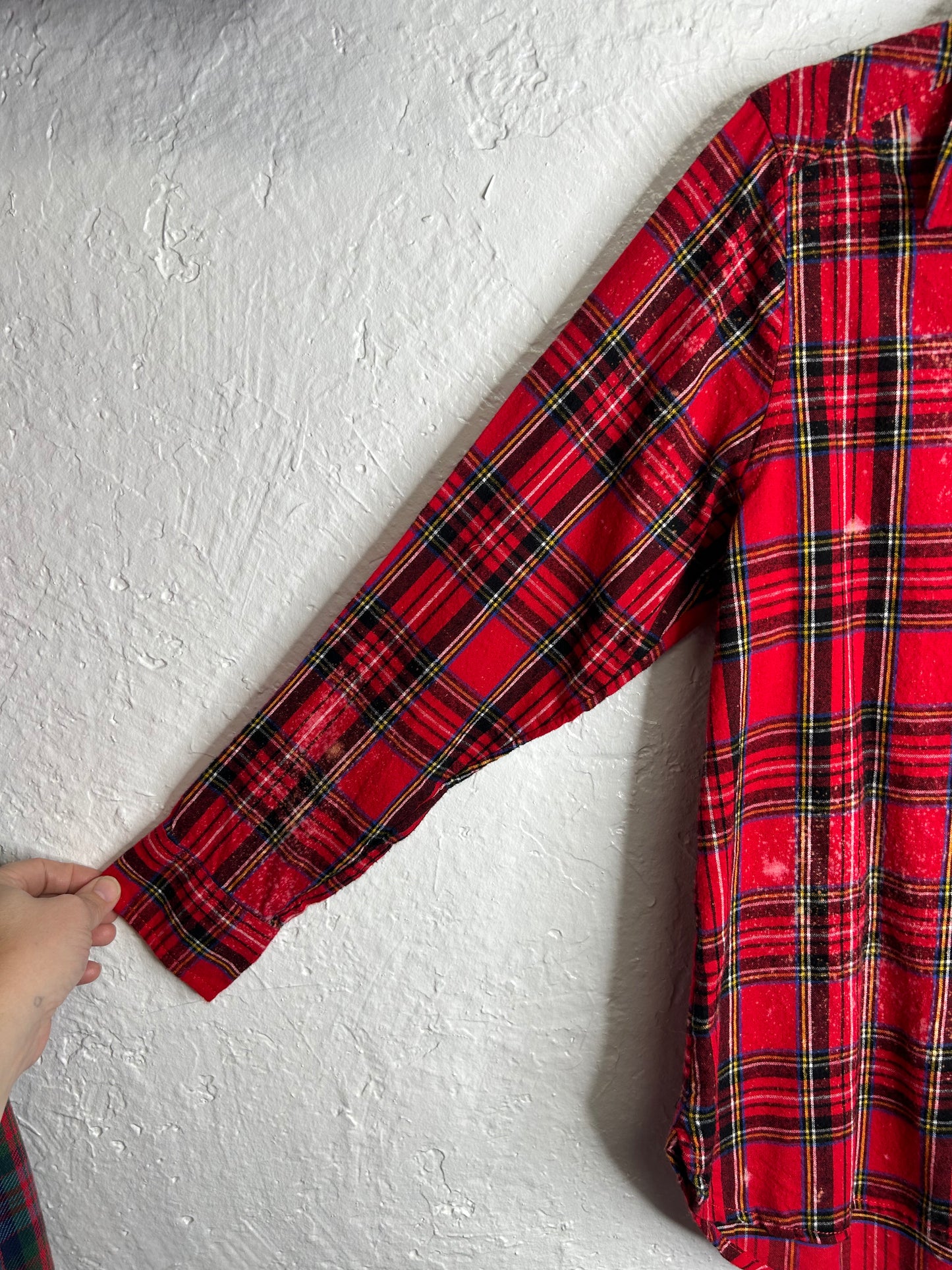 Candy Cane Christmas flannel shirt red green womens size S