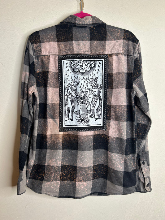 Witches Brew upcycled flannel shirt unisex size S