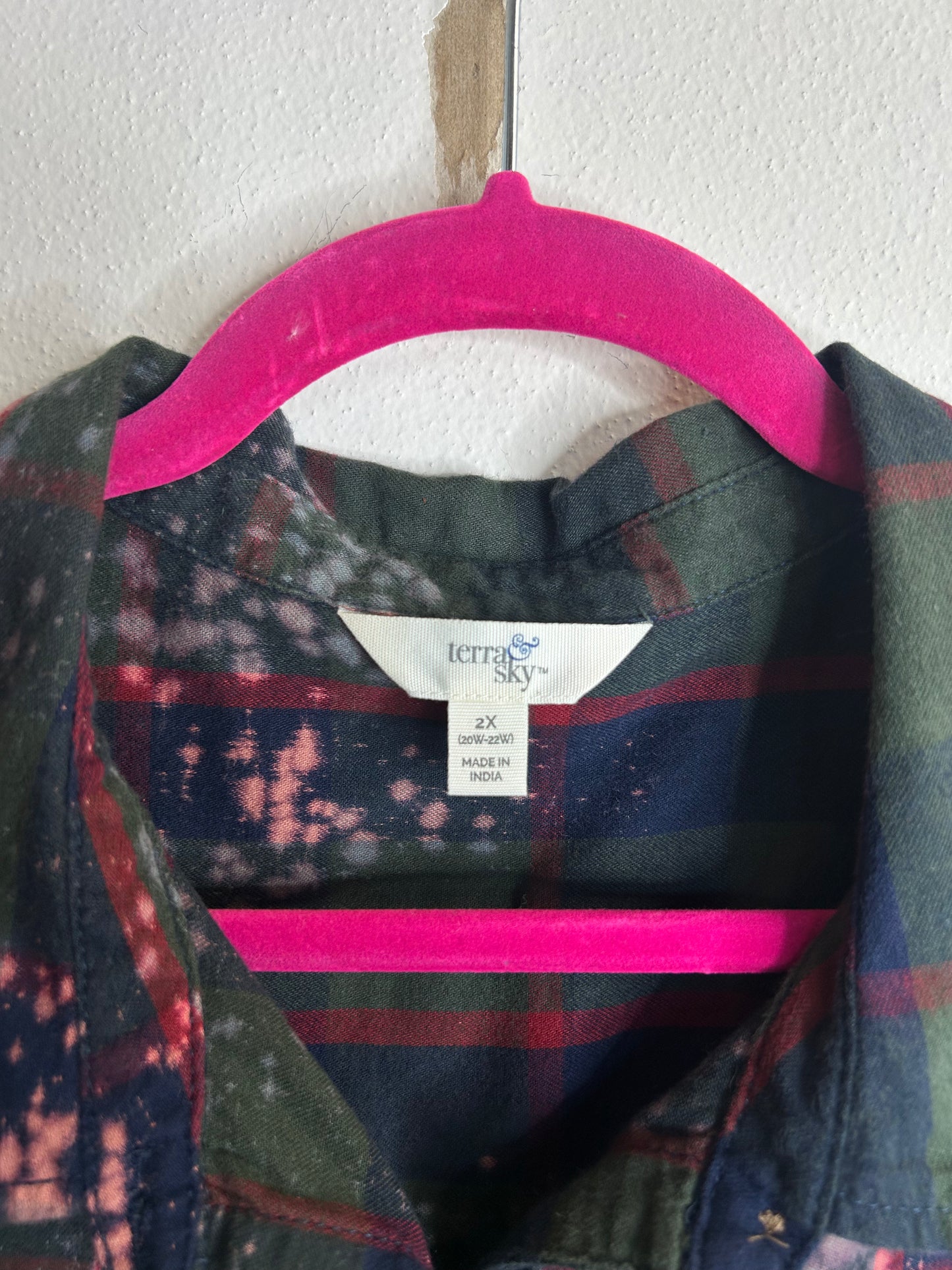 Happy Holidays Christmas upcycled flannel shirt womens 2X