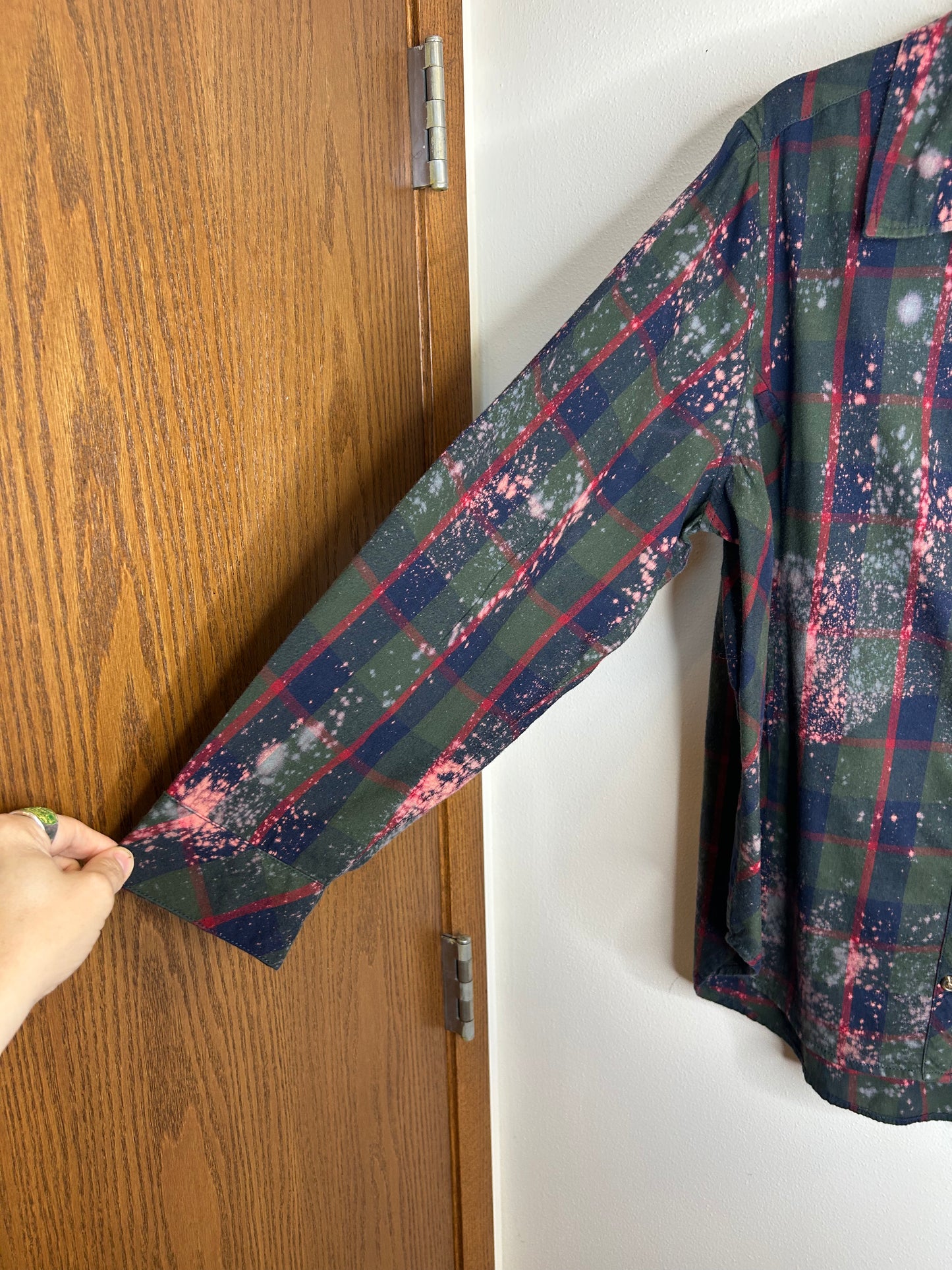 Happy Holidays Christmas upcycled flannel shirt womens 2X