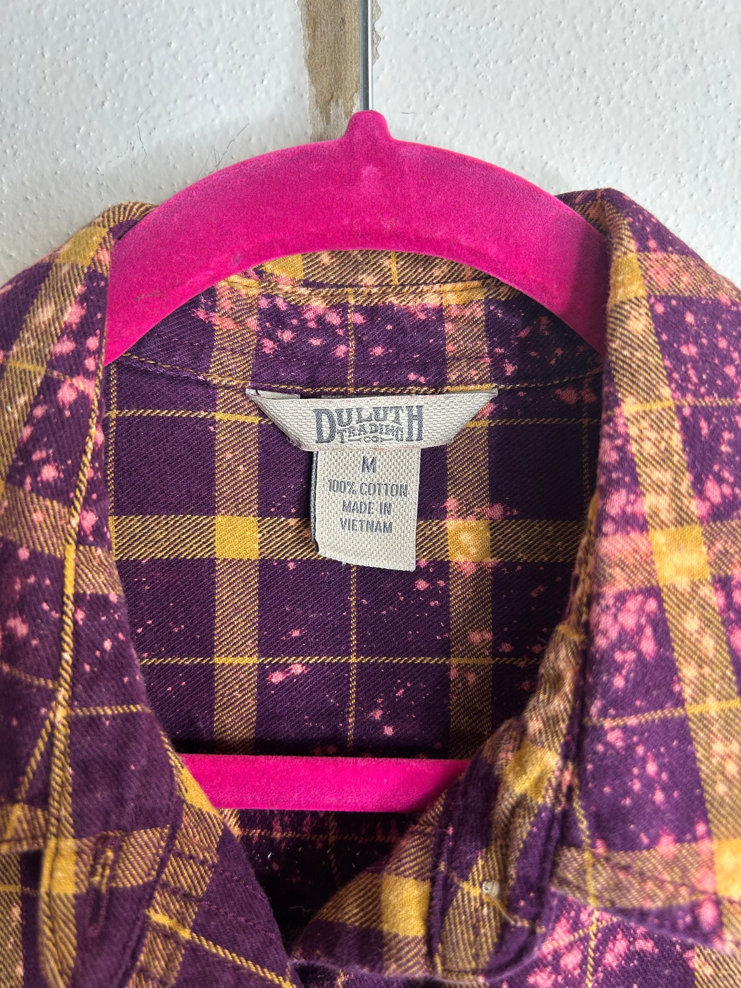 Peace Sign upcycled flannel shirt womens M