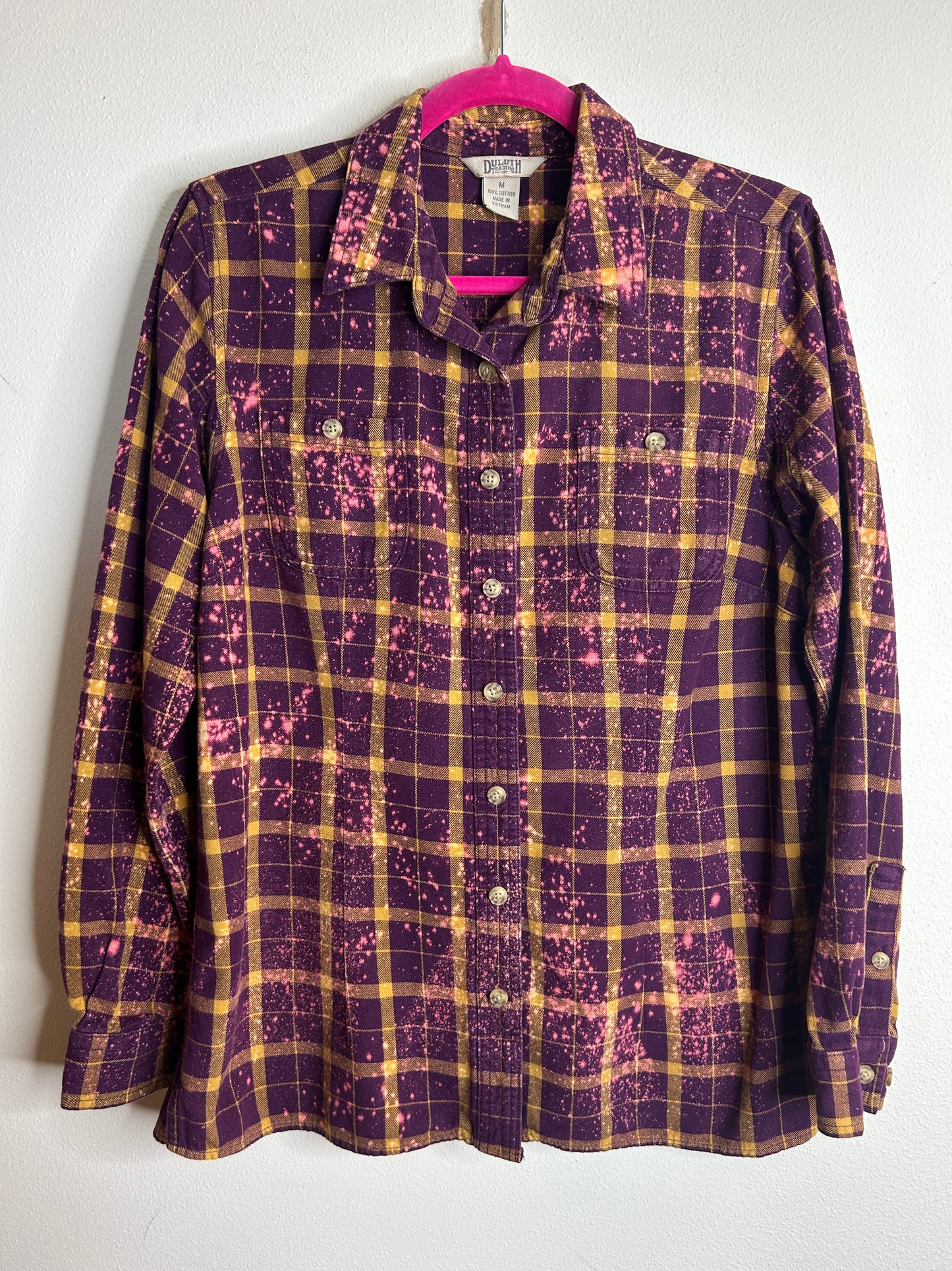 Peace Sign upcycled flannel shirt womens M
