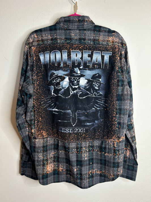 Volbeat upcycled flannel shirt unisex size L