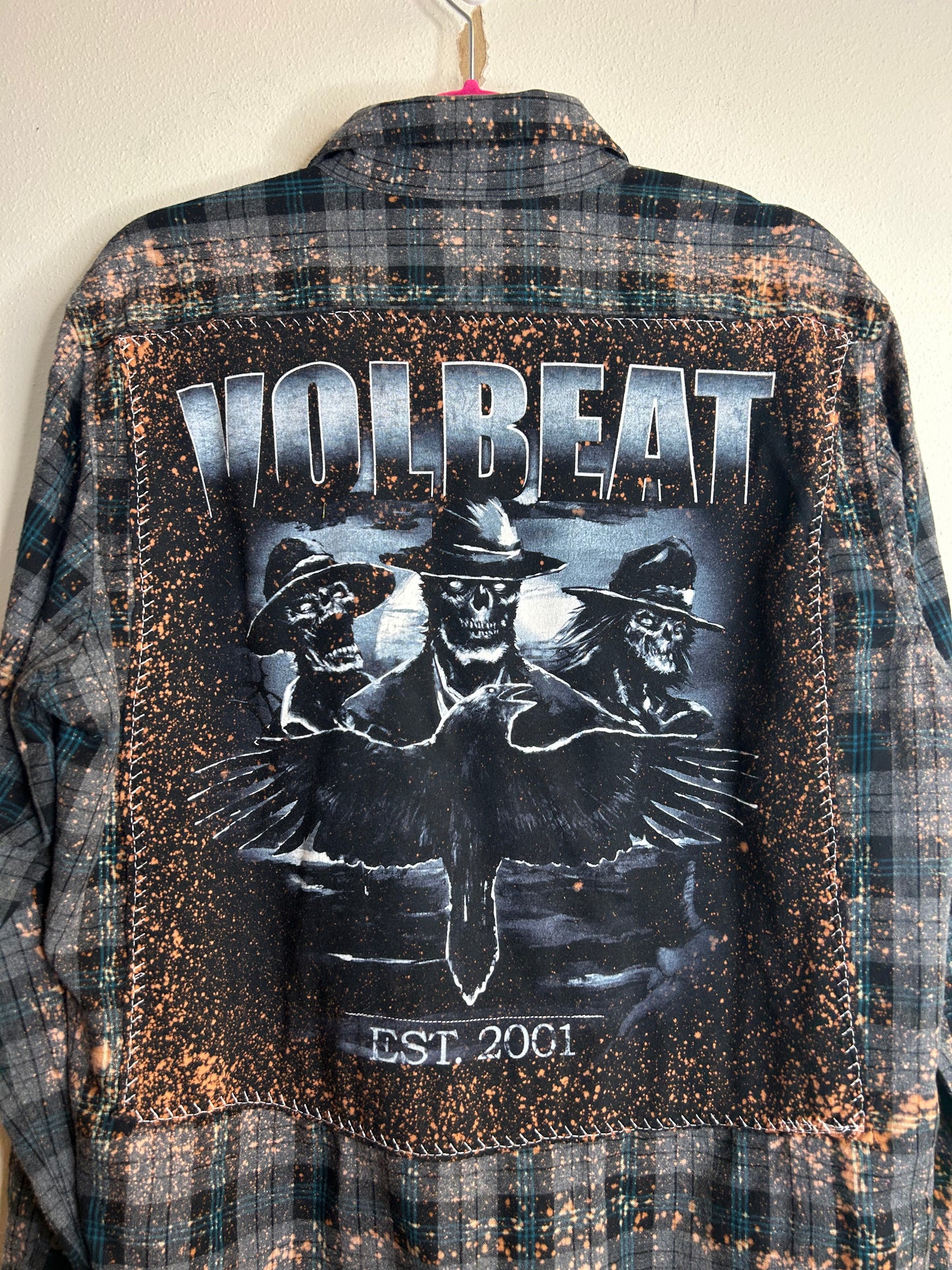 Volbeat upcycled flannel shirt unisex size L