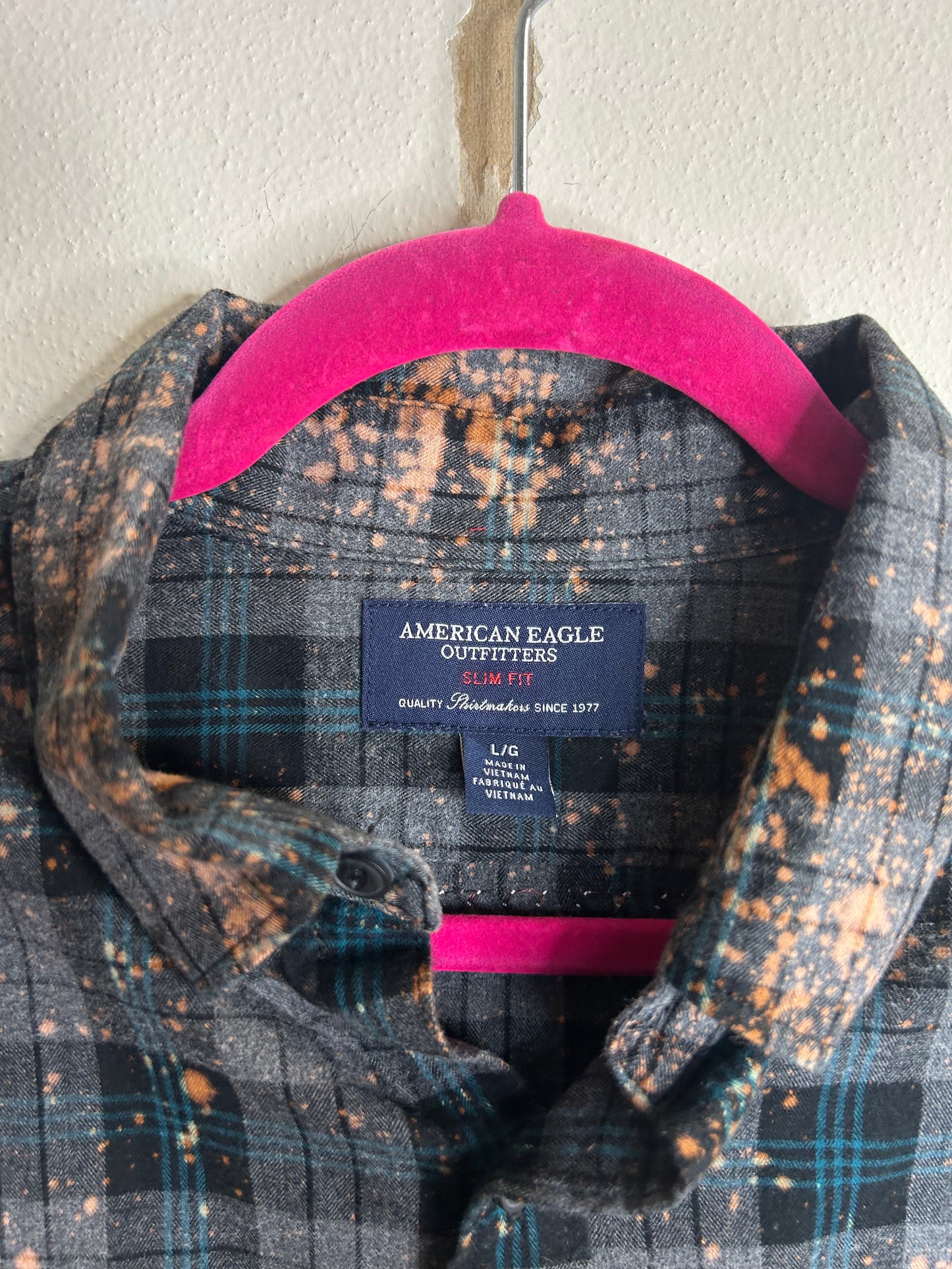 Volbeat upcycled flannel shirt unisex size L