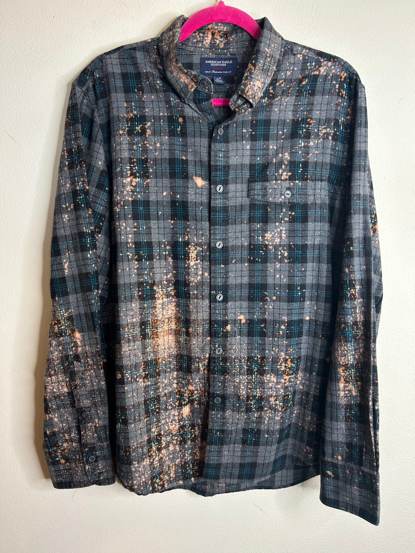 Volbeat upcycled flannel shirt unisex size L