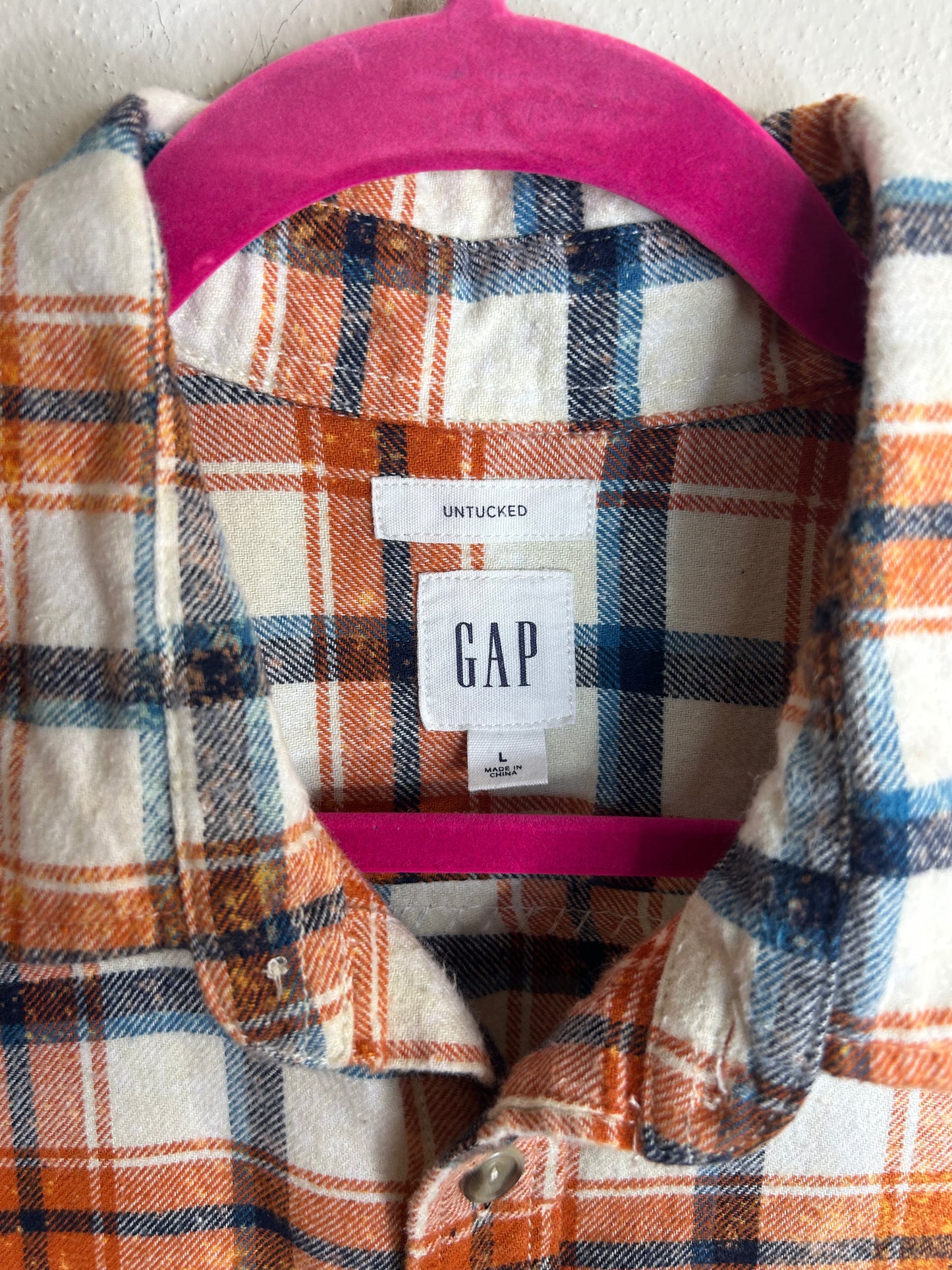 Queen upcycled flannel shirt unisex size L