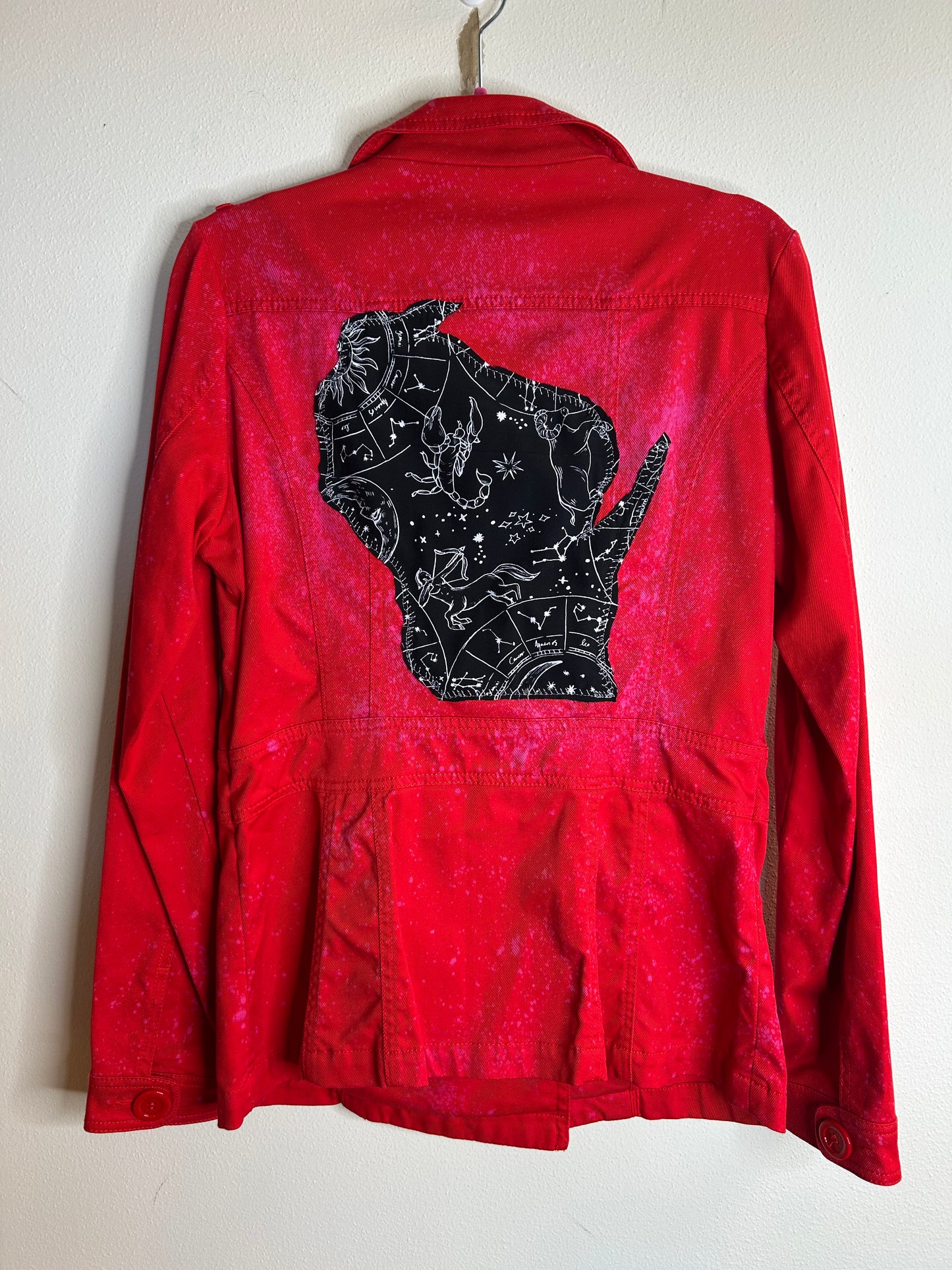 Red upcycled constellation Wisconsin jacket womens 12