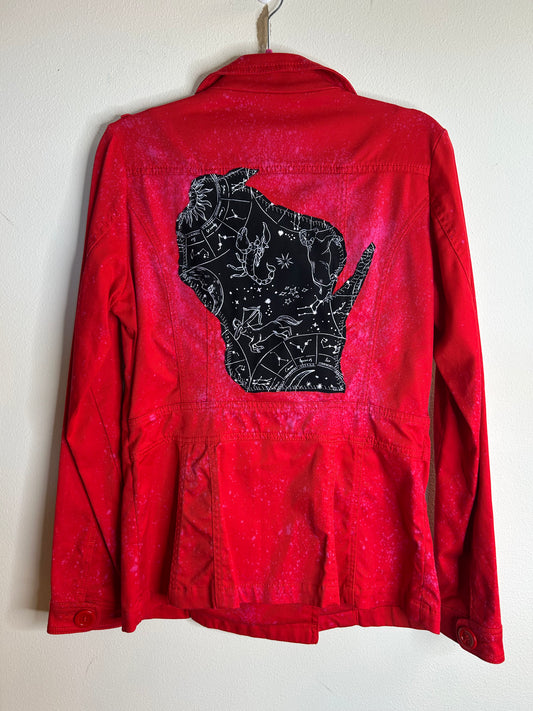 Red upcycled constellation Wisconsin jacket womens 12