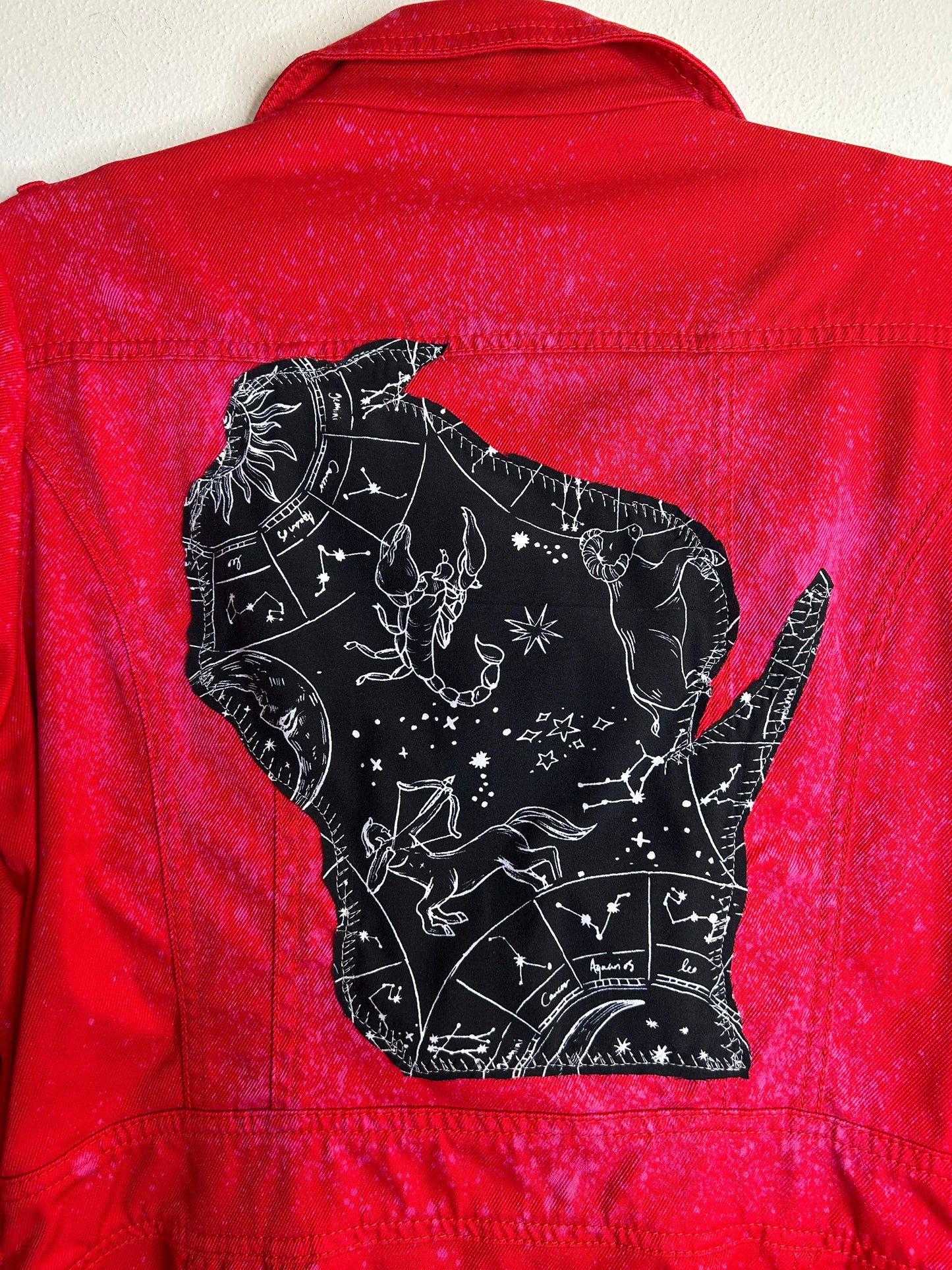 Red upcycled constellation Wisconsin jacket womens 12
