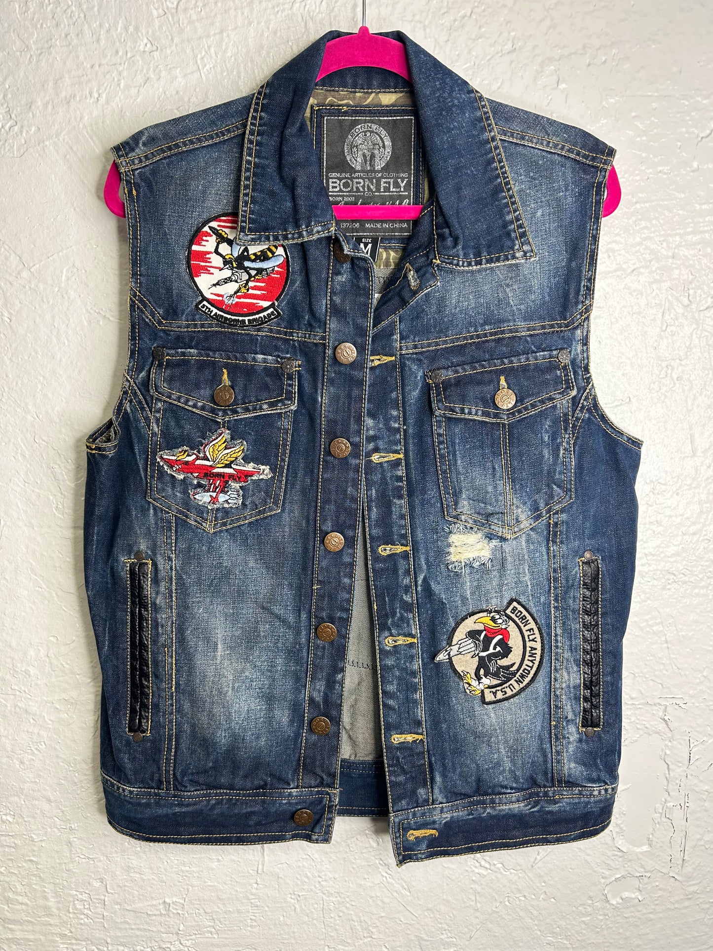 Aerosmith upcycled denim vest unisex size S/M blue gray