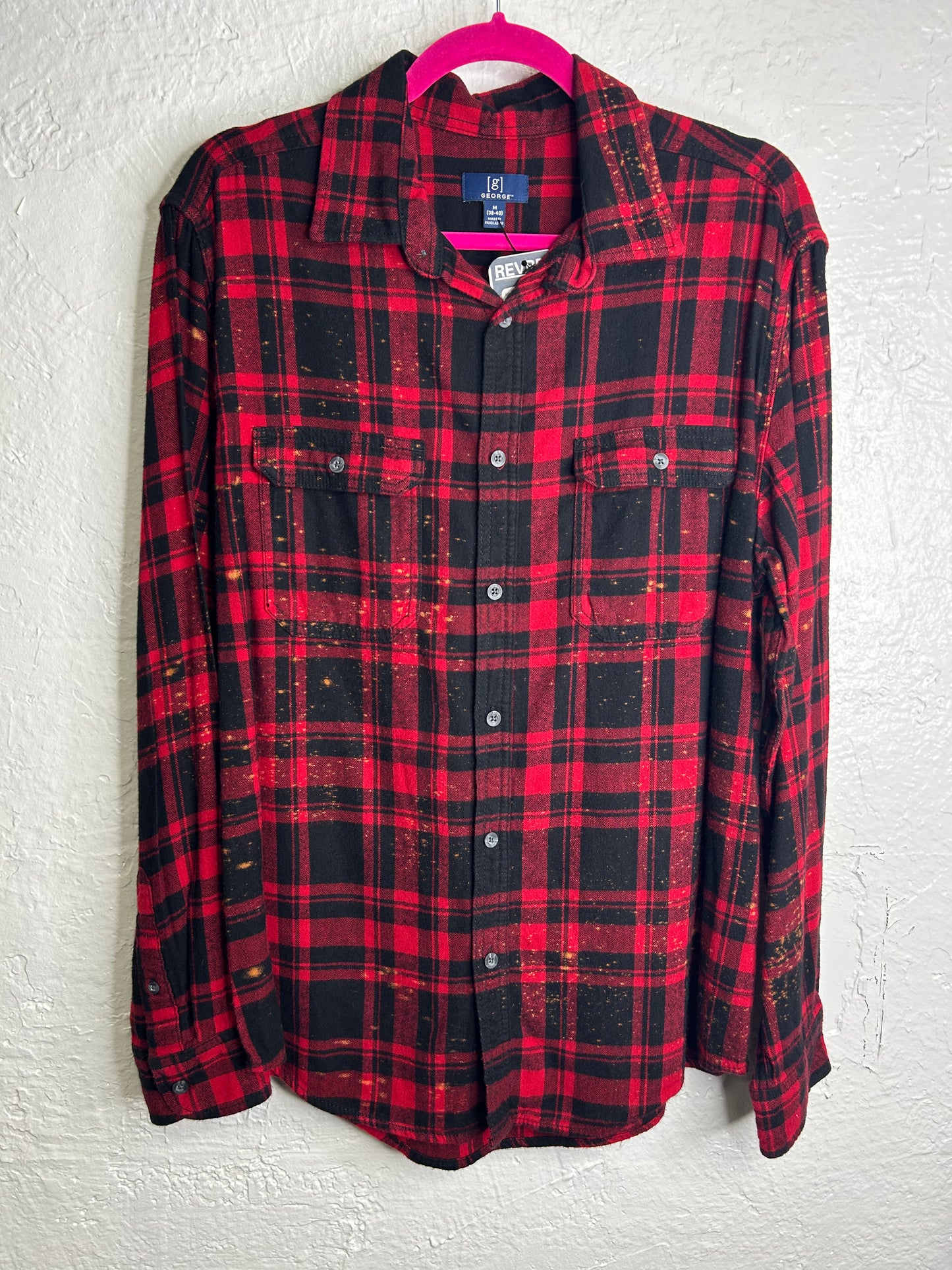 Bob Marley upcycled flannel shirt unisex size M red black