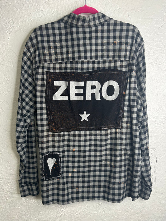 Smashing Pumpkins upcycled flannel shirt unisex size XL black gray