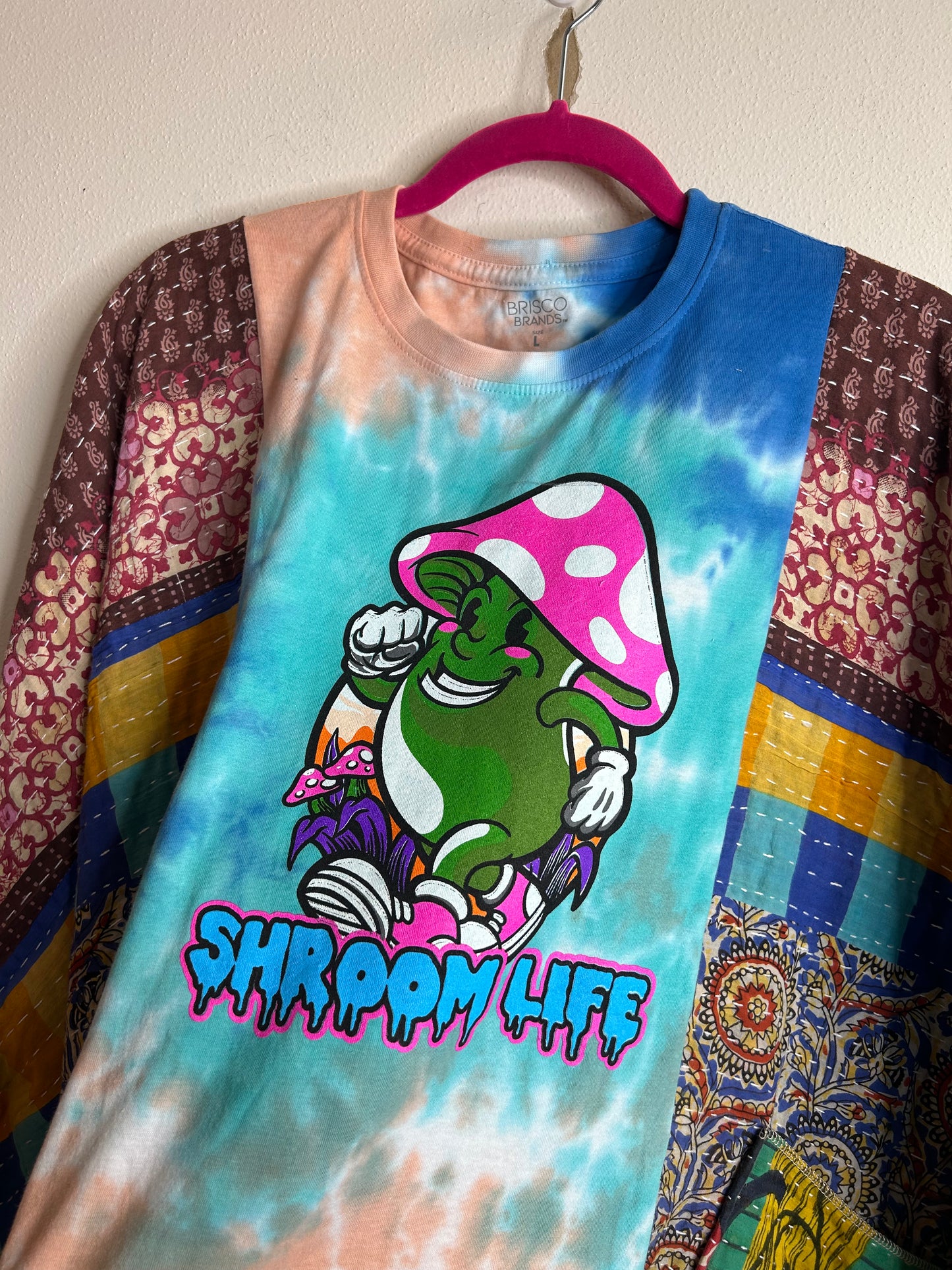 Shroom Life Mushroom upcycled kantha poncho