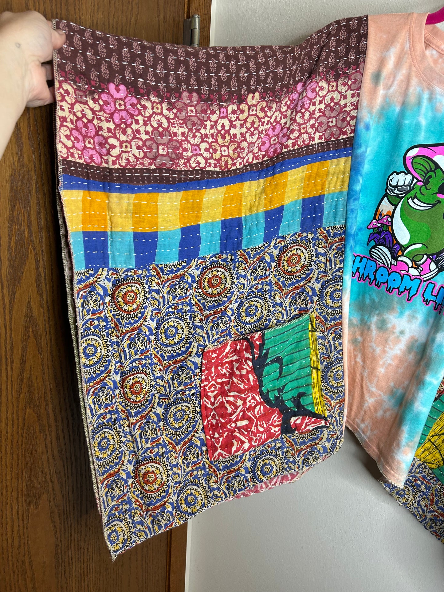 Shroom Life Mushroom upcycled kantha poncho