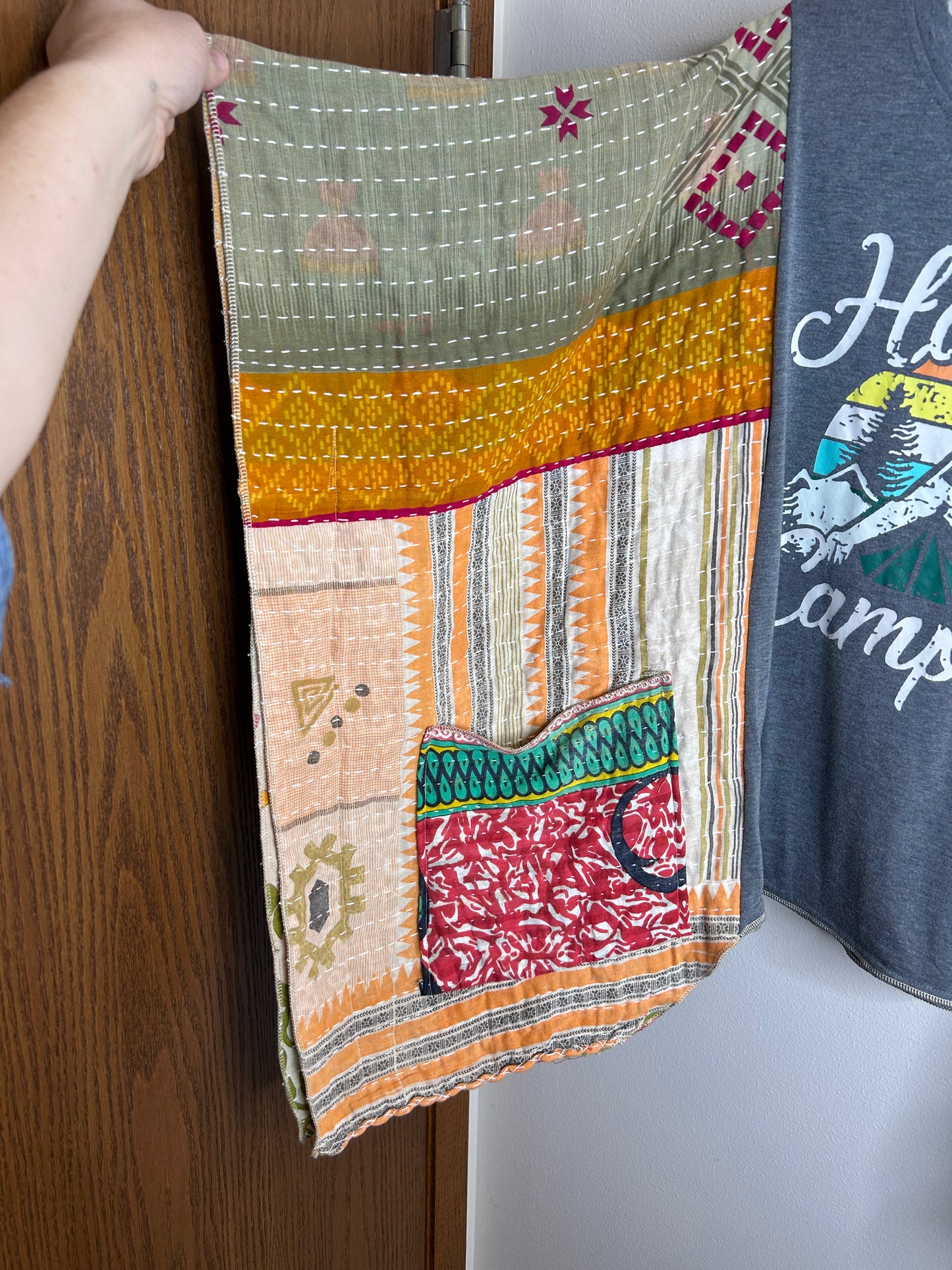 Happy Camper upcycled kantha poncho