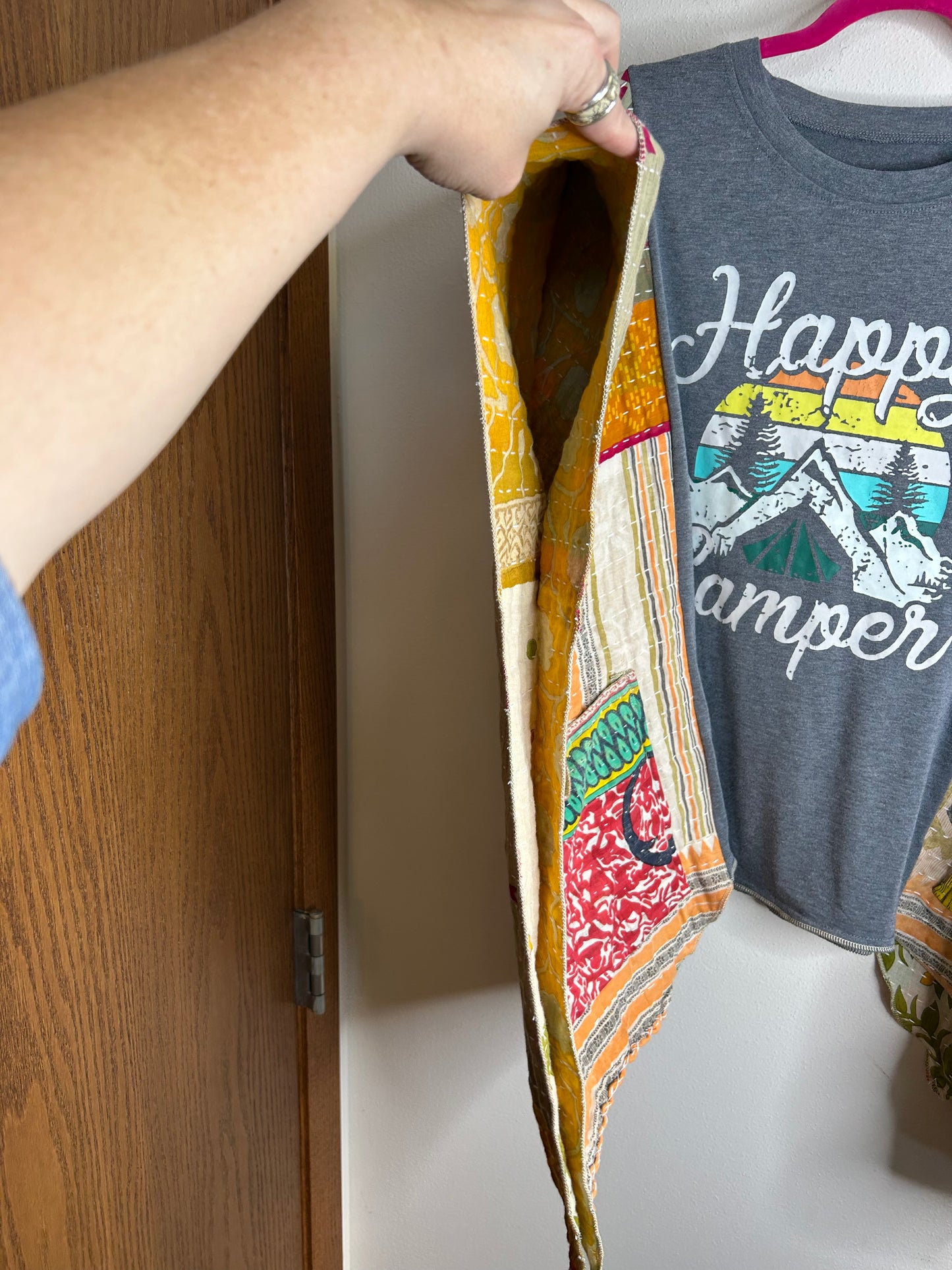 Happy Camper upcycled kantha poncho