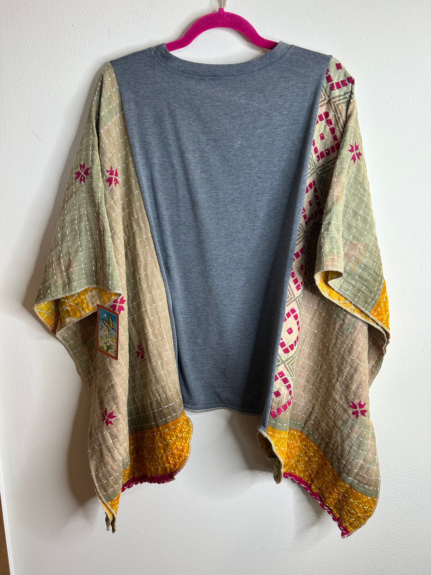 Happy Camper upcycled kantha poncho