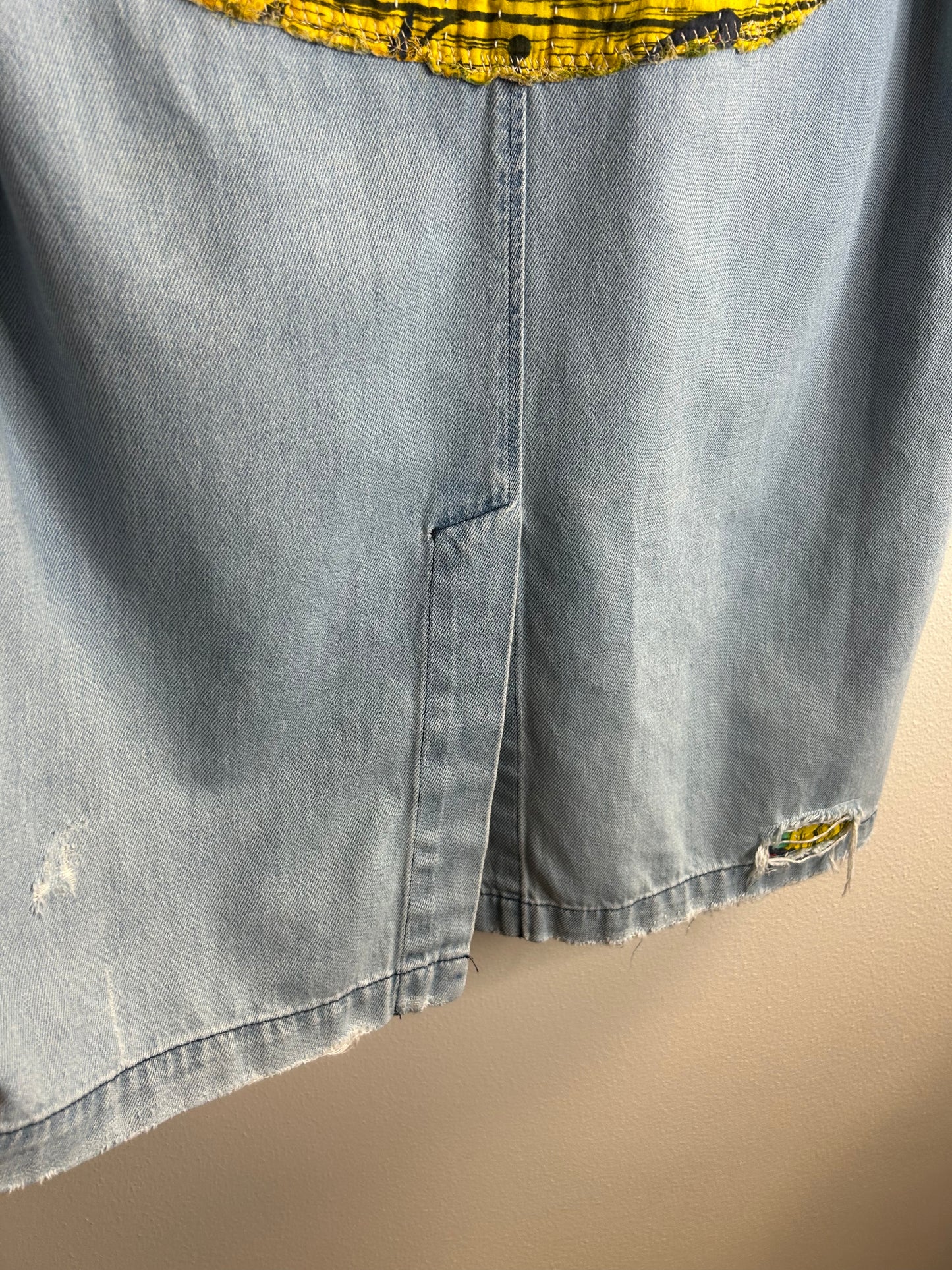 Country Vibes upcycled denim jacket womens size L/XL