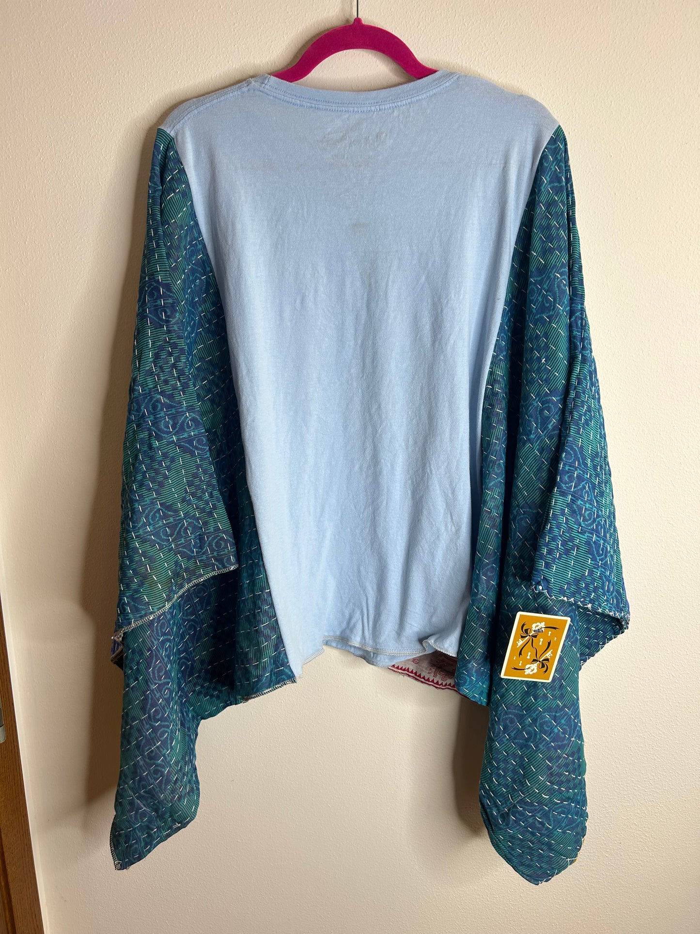 Rick and Morty upcycled kantha poncho unisex