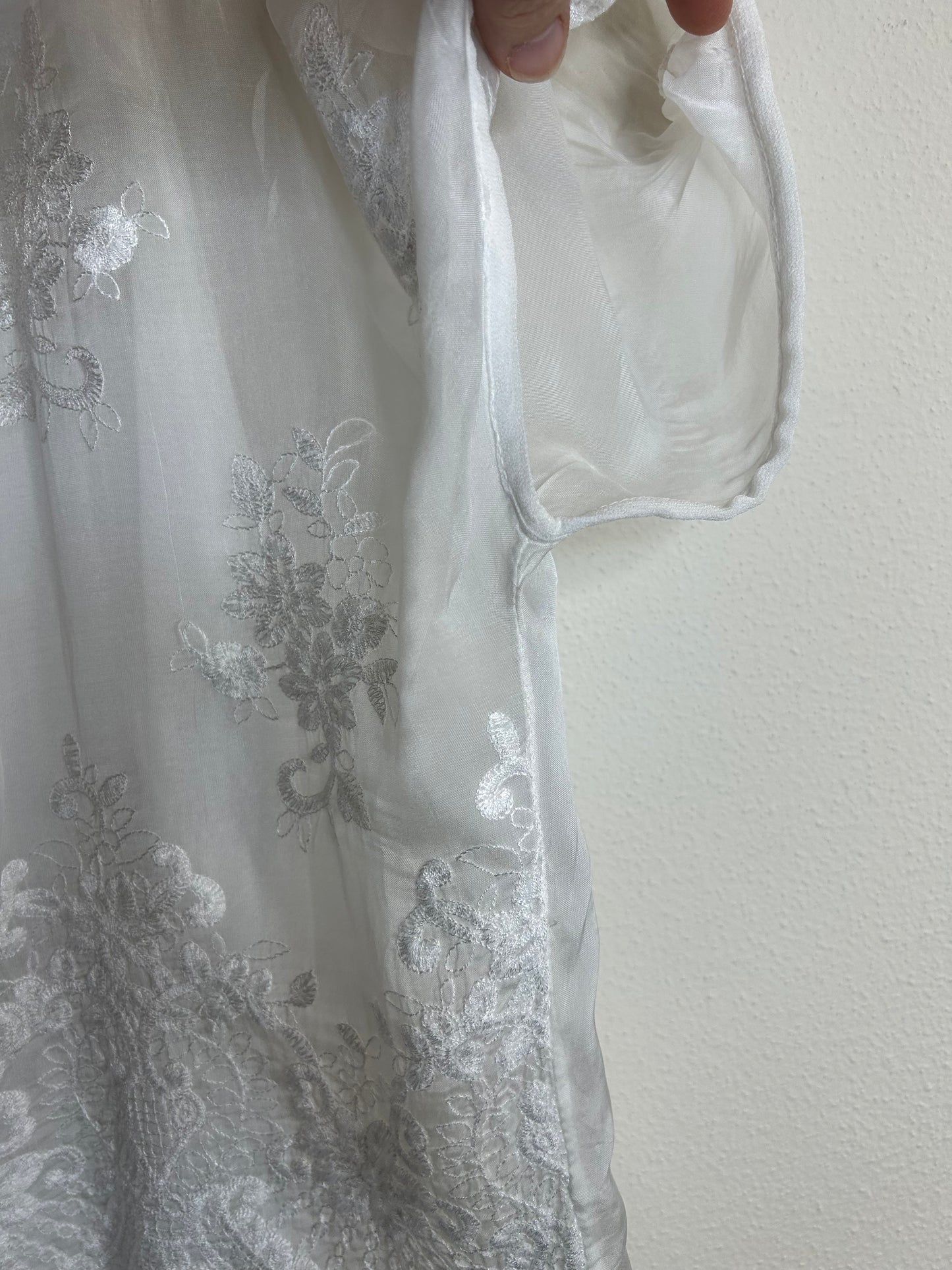 Angela Moda white silk blend blouse womens size S