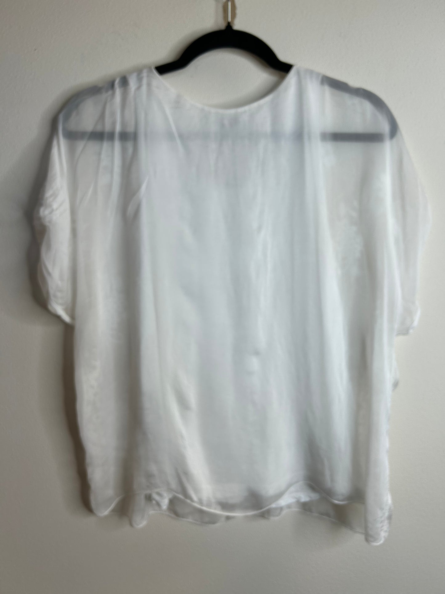Angela Moda white silk blend blouse womens size S